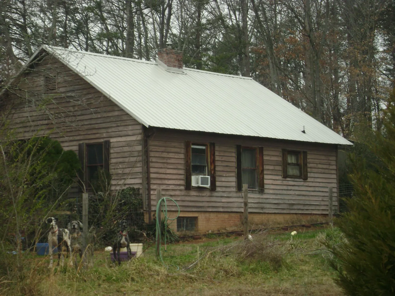 White metal roof on an old wood sided farmhouse, from a Metal Roof Installation job in Empire